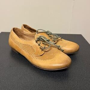 Gidigio Oxford Shoes Made in Italy Tan Leather Size 36.5 6.5 Designer Lazercut